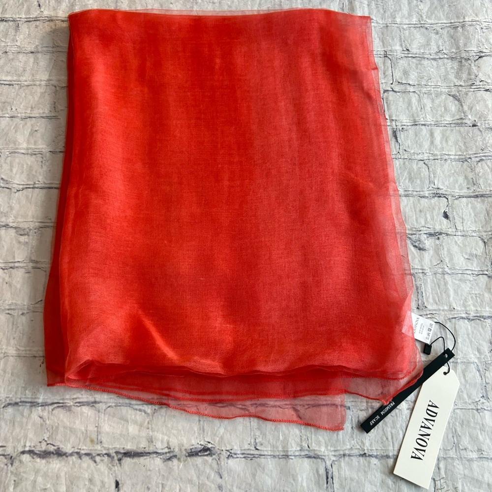 Silk wool orange Sheer Scarf pashmina